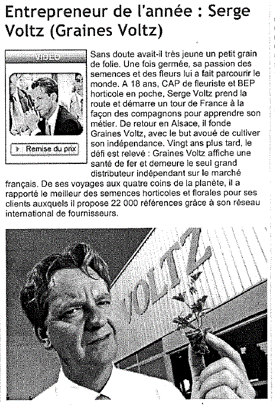 Graines Voltz : Deux prix décernés Graines Voltz : Deux prix décernés